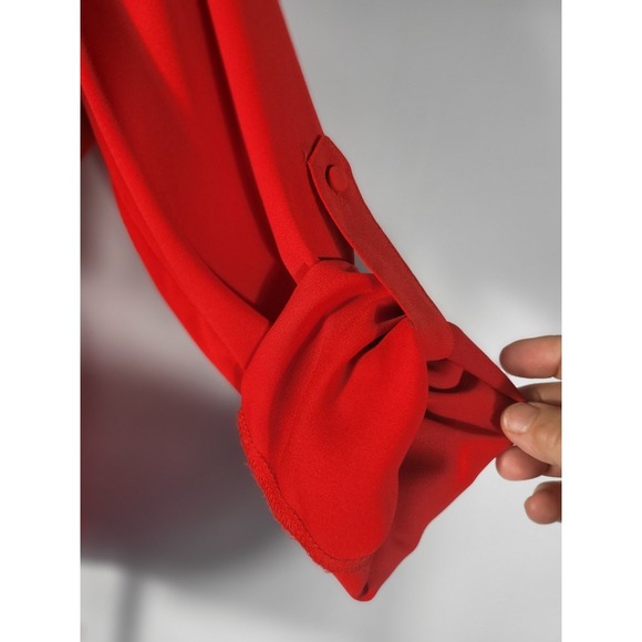 Women Express Red  Button Down Long Sleeve Blouse Size S - Picture 7 of 9